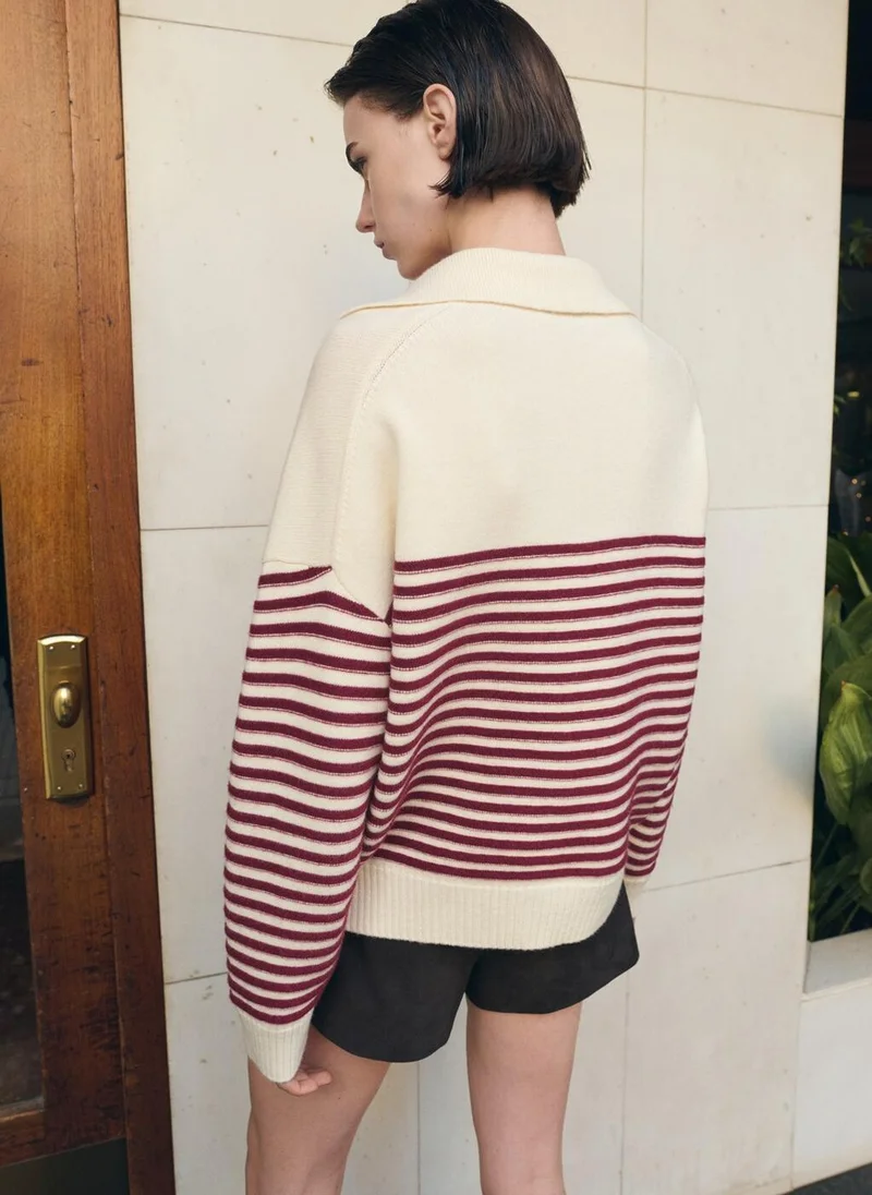 MANGO Striped polo-neck sweater